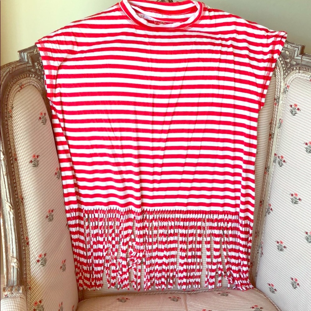 Dolce Gabbana Striped Fringed Top